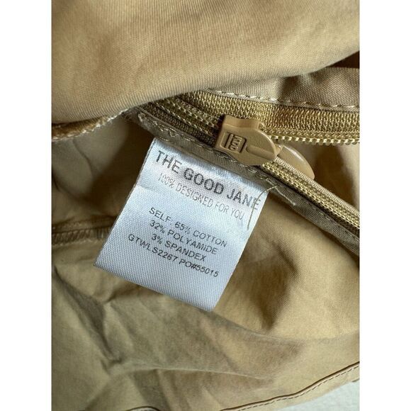 THE GOOD JANE Tan Coquette Style Square Neck Ruched 3/4 Sleeve Top Ruffle NWT XL - Picture 7 of 7